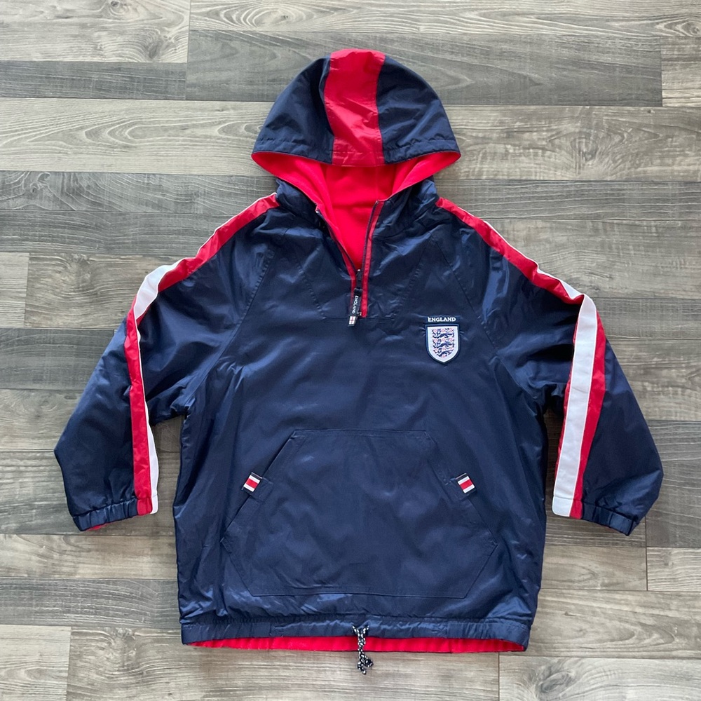 England National Team Reversible Jacket Kids Ages 11-12 Navy Red Hood St Michael